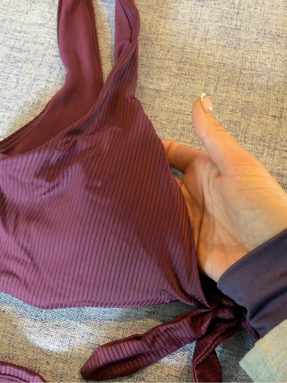 No Boundaries Maroon Ribbed Tie-Front Bikini Set - Picture 7 of 7
